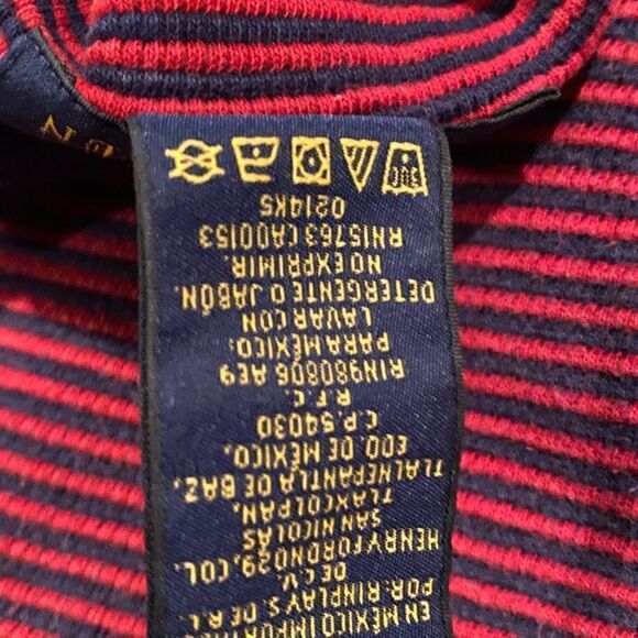 Polo Ralph Lauren Navy & Burgundy Stripe Shirt Size Medium - Picture 10 of 12